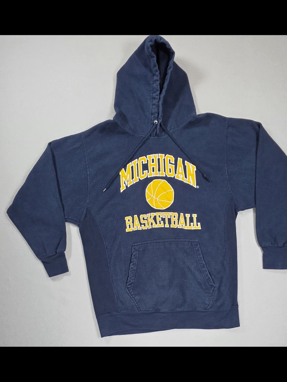 Steve & Barry's Vintage Navy Hoodie with Yellow Michigan Appliqué